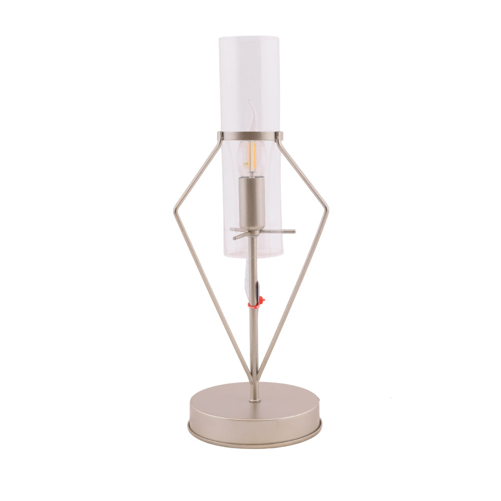 أباجورة أوليفيا، 1 لمبة، معدن، 17×45 سم شامبين من قنديل مصر - Olivia Table Lamp, 1 Light, Metal, 17×45cm Champagne|Kandil Egypt